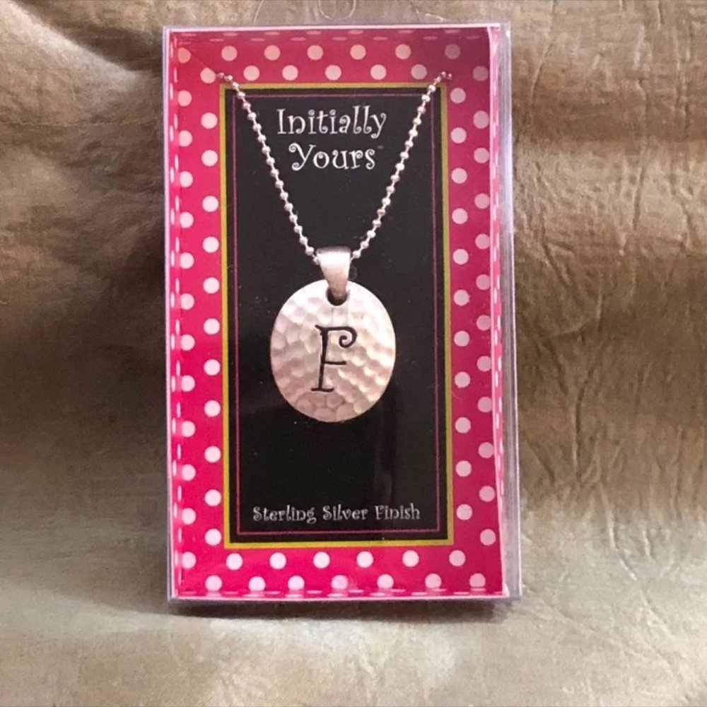 Initial letter F silver plated necklace